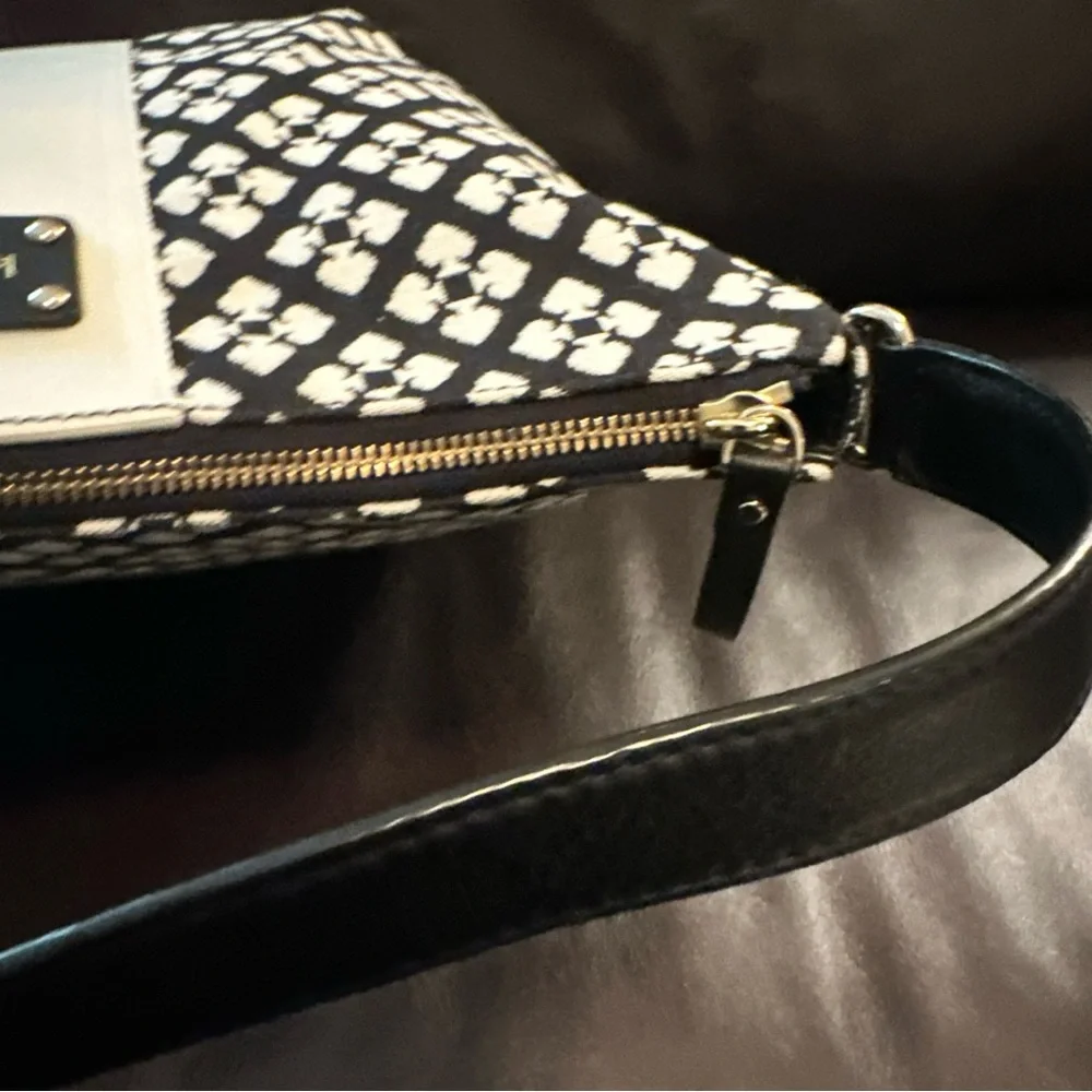 kate spade Black White and Hot Pink Patterned Hobo Bag
